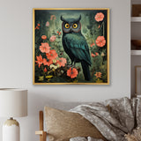 Emerald Owl Matisse Style in Green and Pink - Owl Wall Art Prints