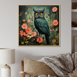 Emerald Owl Matisse Style in Green and Pink - Owl Wall Art Prints