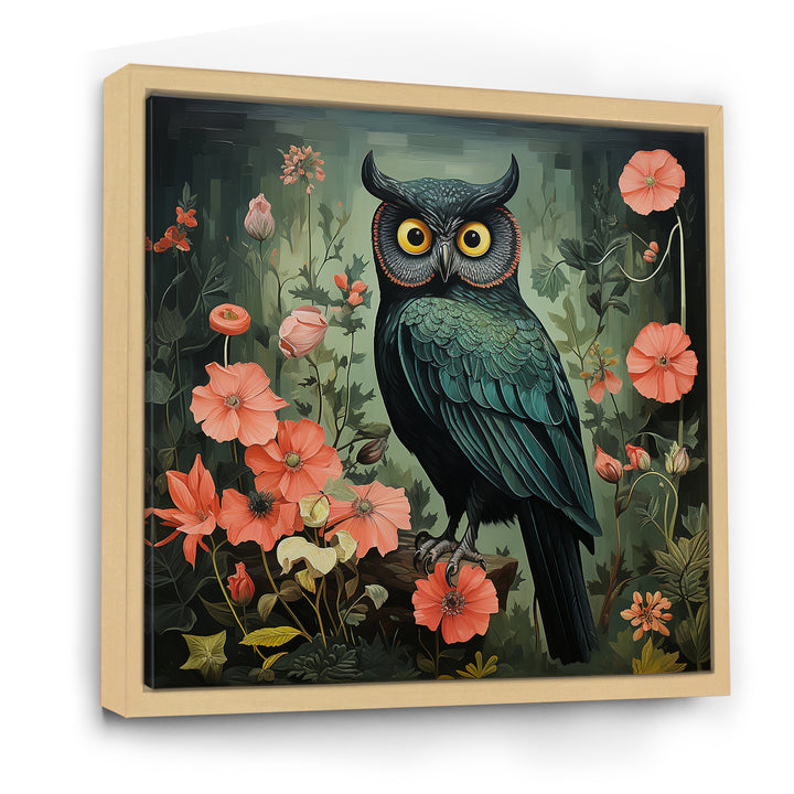 Emerald Owl Matisse Style in Green and Pink - Owl Wall Art Prints