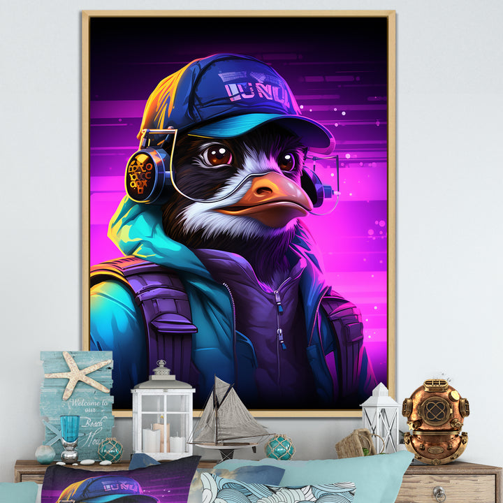 DJ Penguin Wild nightlife - Penguin Bedroom Wall Art