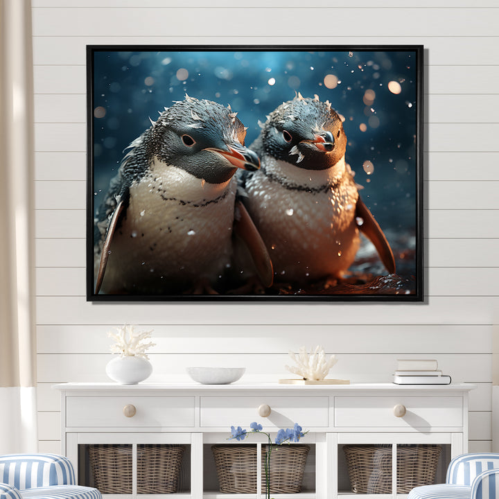 Penguin Festive Gathering - Penguin Canvas Wall Art