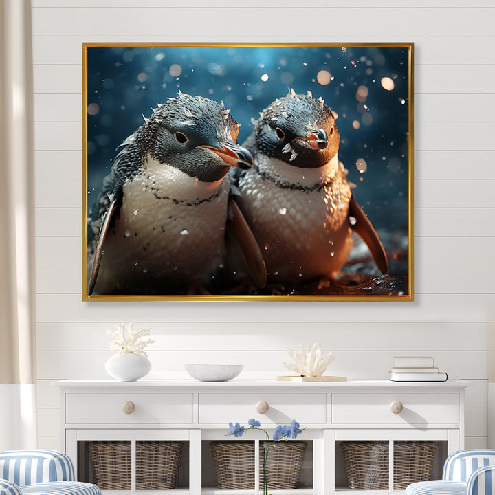 Penguin Festive Gathering - Penguin Canvas Wall Art