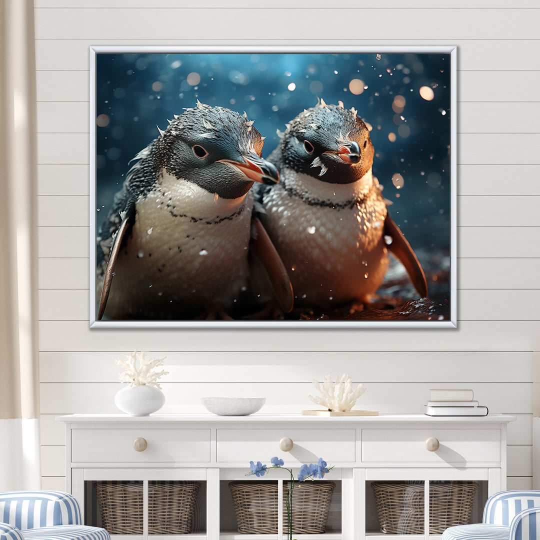 Penguin Festive Gathering - Penguin Canvas Wall Art
