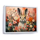 Pink Rabbit flower meadows - Rabbit Framed Canvas Art