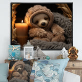 Brown Sloth Serenity sleep - Sloth Framed Canvas Art