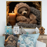 Brown Sloth Serenity sleep - Sloth Framed Canvas Art