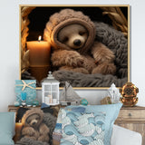 Brown Sloth Serenity sleep - Sloth Framed Canvas Art