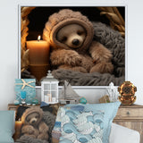 Brown Sloth Serenity sleep - Sloth Framed Canvas Art