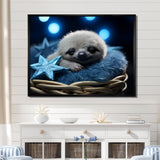 White and blue Sloth Serenity sleep - Sloth Home Decor Art