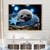 White and blue Sloth Serenity sleep - Sloth Home Decor Art