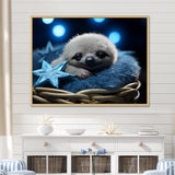 White and blue Sloth Serenity sleep - Sloth Home Decor Art