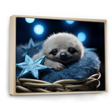 White and blue Sloth Serenity sleep - Sloth Home Decor Art