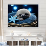 White and blue Sloth Serenity sleep - Sloth Home Decor Art