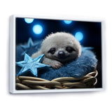 White and blue Sloth Serenity sleep - Sloth Home Decor Art