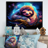 Blue and purple Sloth Serenity sleep - Sloth Living Room Wall Art