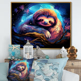 Blue and purple Sloth Serenity sleep - Sloth Living Room Wall Art
