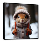 Squirrel with Hat in snow - Squirrel Canvas Wall Art