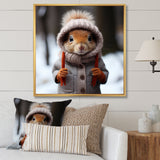 Squirrel with Hat in snow - Squirrel Canvas Wall Art