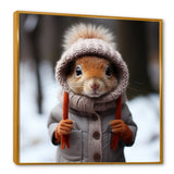 Squirrel with Hat in snow - Squirrel Canvas Wall Art