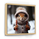 Squirrel with Hat in snow - Squirrel Canvas Wall Art