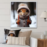 Squirrel with Hat in snow - Squirrel Canvas Wall Art