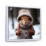 Squirrel with Hat in snow - Squirrel Canvas Wall Art