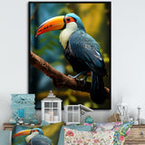 Blue and white Tropical Toucan jungle - Blue Toucan Wall Art