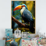 Blue and white Tropical Toucan jungle - Blue Toucan Wall Art
