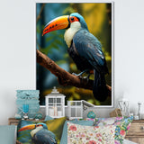Blue and white Tropical Toucan jungle - Blue Toucan Wall Art