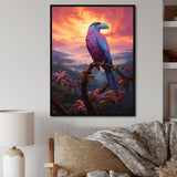Pink and yellow Tropical Toucan jungle sunset - Toucan Framed Canvas Art
