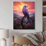 Pink and yellow Tropical Toucan jungle sunset - Toucan Framed Canvas Art