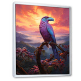 Pink and yellow Tropical Toucan jungle sunset - Toucan Framed Canvas Art