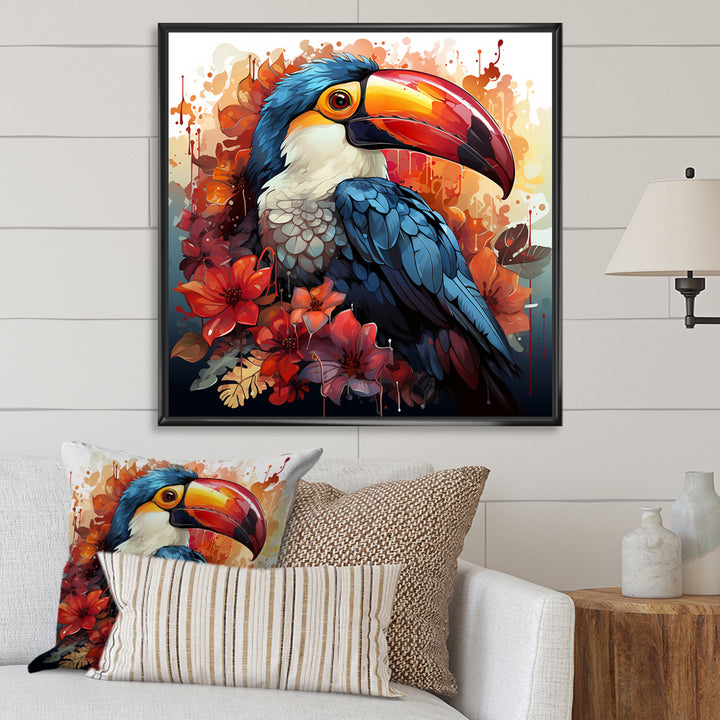 Blue and red Tropical Toucans - Toucan Canvas Wall Art