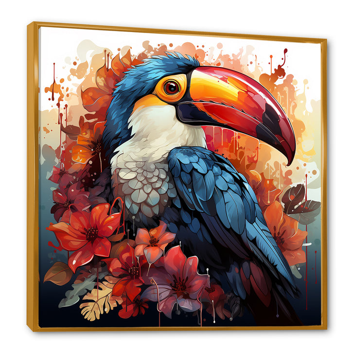 Blue and red Tropical Toucans - Toucan Canvas Wall Art