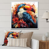 Blue and red Tropical Toucans - Toucan Canvas Wall Art