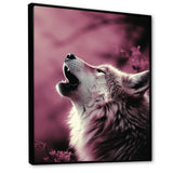 Pink Howling wolf at sunset - Wolf Wall Decor