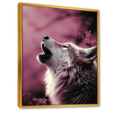 Pink Howling wolf at sunset - Wolf Wall Decor