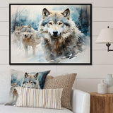 Snow Wolves in winter I - Animals Canvas Wall Art