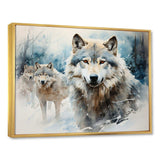 Snow Wolves in winter I - Animals Canvas Wall Art