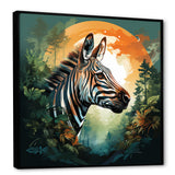 Elegant sunset Zebra portrait - Zebra Framed Canvas Art