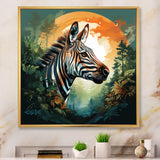 Elegant sunset Zebra portrait - Zebra Framed Canvas Art