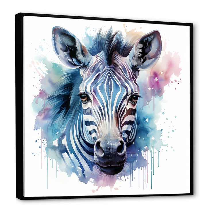 Blue and pink Zebra Savannah - Zebra Living Room Wall Art