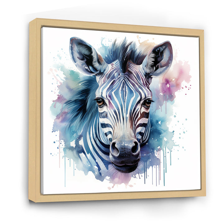 Blue and pink Zebra Savannah - Zebra Living Room Wall Art