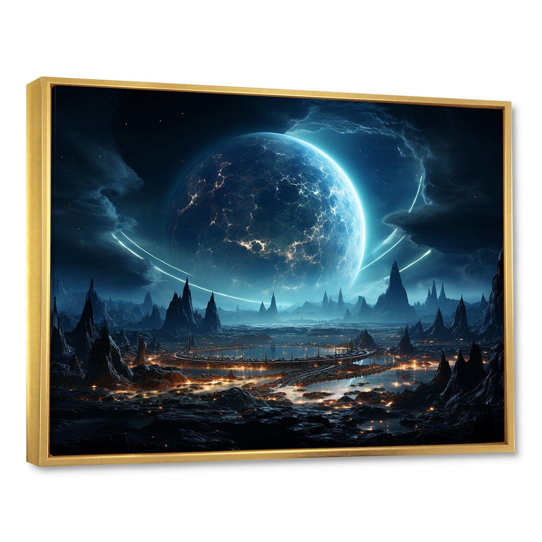 White and blue cosmic space landscape I - Astronomy &amp; Space Canvas Wall Art