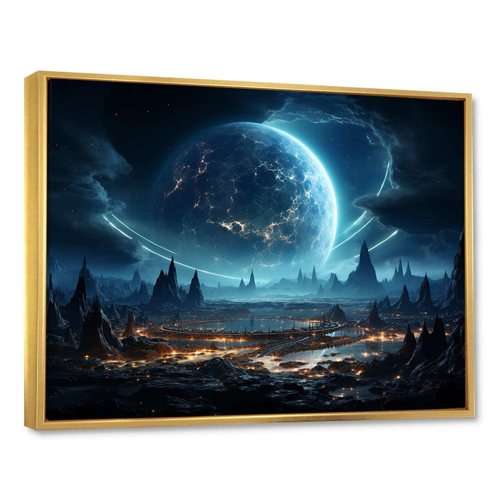 White and blue cosmic space landscape I - Astronomy &amp; Space Canvas Wall Art