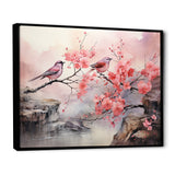 Sakura Pink birds on pink blossom tree - Pink Bird Wall Art