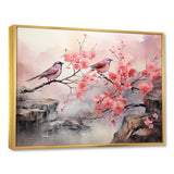Sakura Pink birds on pink blossom tree - Pink Bird Wall Art