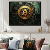 Gold and green bitcoin Crypto Currency - Fashion Canvas Wall Art