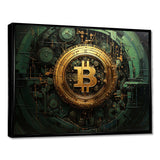 Gold and green bitcoin Crypto Currency - Fashion Canvas Wall Art