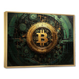 Gold and green bitcoin Crypto Currency - Fashion Canvas Wall Art